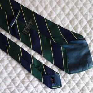 TRUSSARDI Made in Italy Blue Green Yellow Stripe Silk Tie